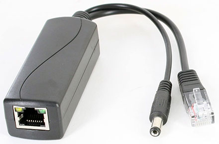 POE Injector/Splitter (POE+ IEEE 802.3af/at zu 12V/2.1A + LAN) [fr z.b. IP-Kameras ohne POE]